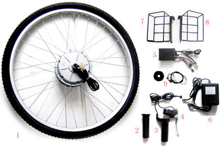 Elementos y piezas del kit de bici eléctrica